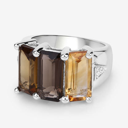 8.17 Carat Genuine Multi Stones .925 Sterling Silver Ring Bids.com