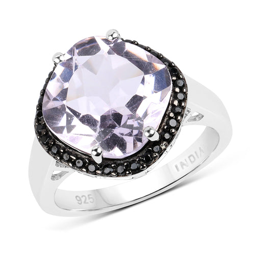 5.50 Carat Genuine Pink Amethyst & Black Spinel .925 Sterling Silver Ring Bids.com