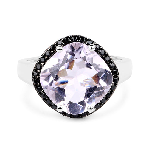 5.50 Carat Genuine Pink Amethyst & Black Spinel .925 Sterling Silver Ring Bids.com
