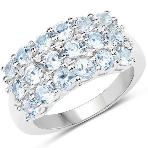 2.29 Carat Genuine Blue Topaz & White Topaz .925 Sterling Silver Ring Bids.com