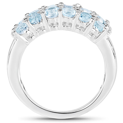 2.29 Carat Genuine Blue Topaz & White Topaz .925 Sterling Silver Ring Bids.com