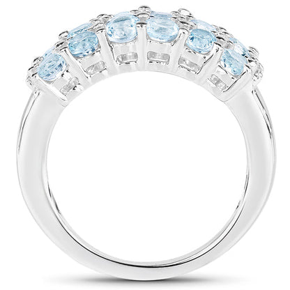 2.29 Carat Genuine Blue Topaz & White Topaz .925 Sterling Silver Ring Bids.com