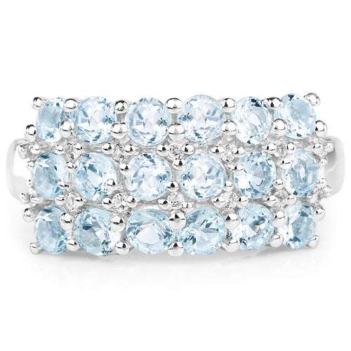 2.29 Carat Genuine Blue Topaz & White Topaz .925 Sterling Silver Ring Bids.com