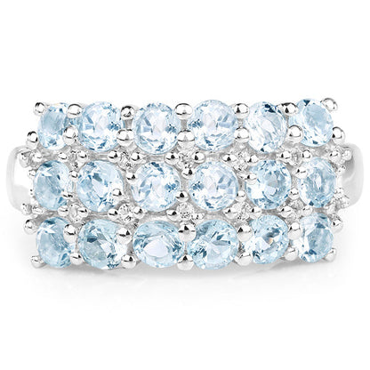 2.29 Carat Genuine Blue Topaz & White Topaz .925 Sterling Silver Ring Bids.com