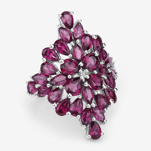 7.52 Carat Genuine Rhodolite .925 Sterling Silver Ring Bids.com