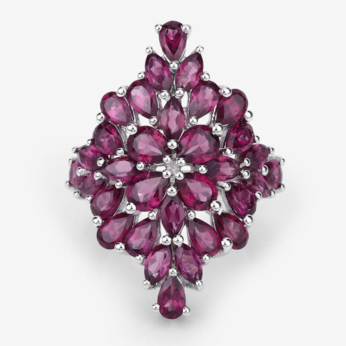 7.52 Carat Genuine Rhodolite .925 Sterling Silver Ring Bids.com