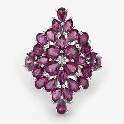 7.52 Carat Genuine Rhodolite .925 Sterling Silver Ring Bids.com