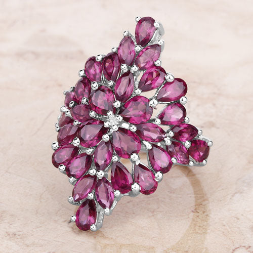 7.52 Carat Genuine Rhodolite .925 Sterling Silver Ring Bids.com
