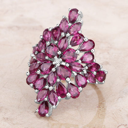 7.52 Carat Genuine Rhodolite .925 Sterling Silver Ring Bids.com