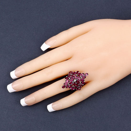 7.52 Carat Genuine Rhodolite .925 Sterling Silver Ring Bids.com