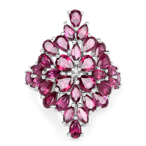 7.52 Carat Genuine Rhodolite .925 Sterling Silver Ring Bids.com