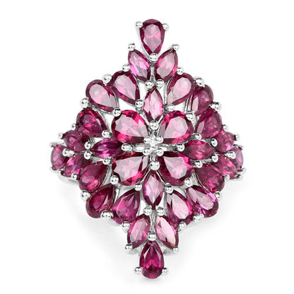 7.52 Carat Genuine Rhodolite .925 Sterling Silver Ring Bids.com