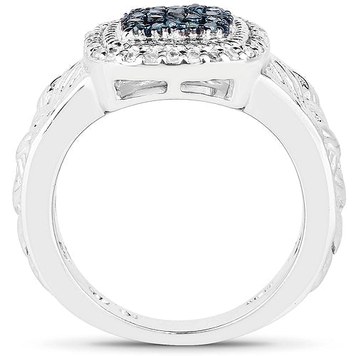0.28 Carat Genuine Blue Diamond and White Diamond .925 Sterling Silver Ring Bids.com