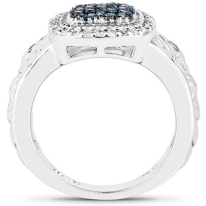 0.28 Carat Genuine Blue Diamond and White Diamond .925 Sterling Silver Ring Bids.com