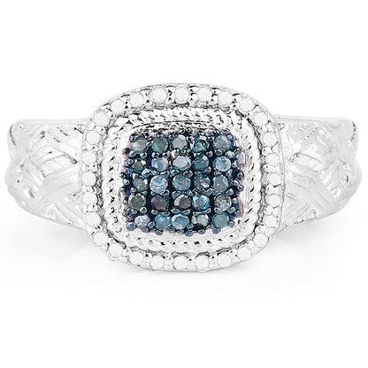 0.28 Carat Genuine Blue Diamond and White Diamond .925 Sterling Silver Ring Bids.com