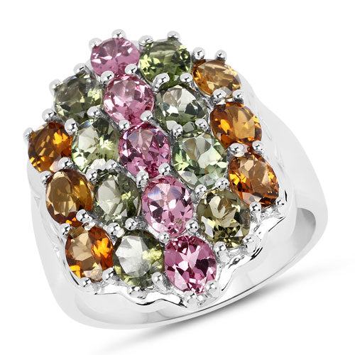 5.89 Carat Genuine Multi Tourmaline .925 Sterling Silver Ring Bids.com