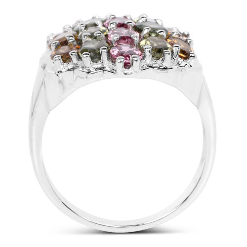 5.89 Carat Genuine Multi Tourmaline .925 Sterling Silver Ring Bids.com