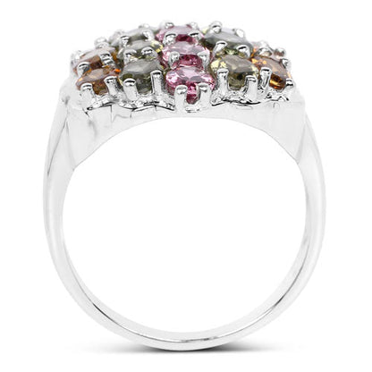 5.89 Carat Genuine Multi Tourmaline .925 Sterling Silver Ring Bids.com