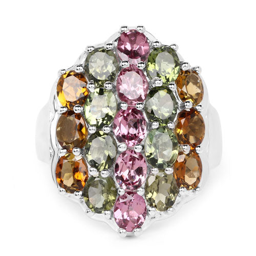 5.89 Carat Genuine Multi Tourmaline .925 Sterling Silver Ring Bids.com
