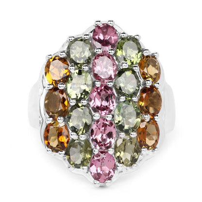 5.89 Carat Genuine Multi Tourmaline .925 Sterling Silver Ring Bids.com