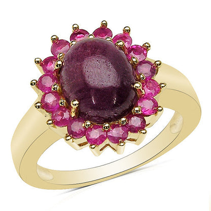 14K Yellow Gold Plated 5.07 Carat Genuine Ruby .925 Sterling Silver Ring Bids.com