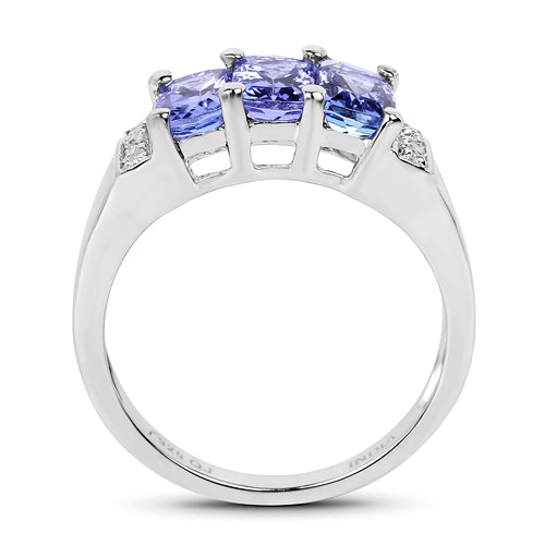 1.63 Carat Genuine Tanzanite & White Diamond .925 Sterling Silver Ring Bids.com