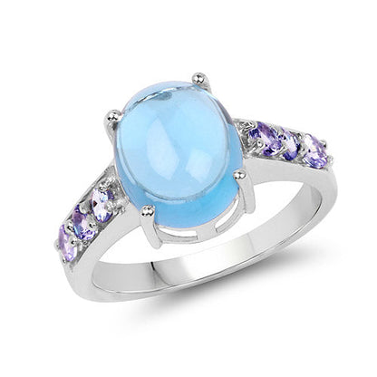 4.77 Carat Genuine Swiss Blue Topaz and Tanzanite .925 Sterling Silver Ring Bids.com