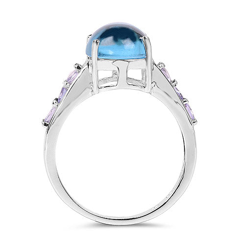 4.77 Carat Genuine Swiss Blue Topaz and Tanzanite .925 Sterling Silver Ring Bids.com