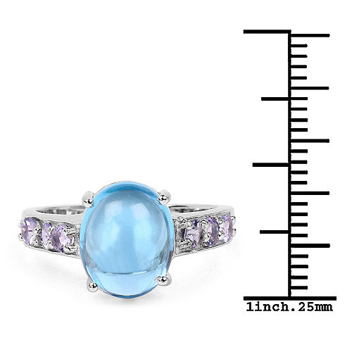 4.77 Carat Genuine Swiss Blue Topaz and Tanzanite .925 Sterling Silver Ring Bids.com