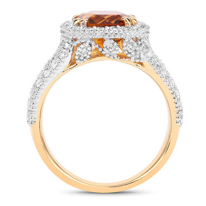3.71 Carat Genuine Citrine and White Topaz .925 Sterling Silver Ring Bids.com
