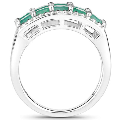 1.85 Carat Genuine Emerald and White Topaz .925 Sterling Silver Ring Bids.com