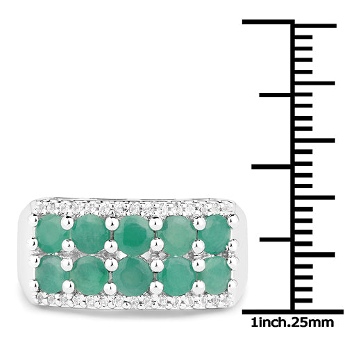 1.85 Carat Genuine Emerald and White Topaz .925 Sterling Silver Ring Bids.com