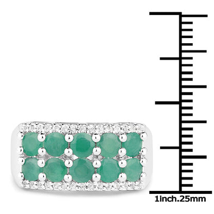 1.85 Carat Genuine Emerald and White Topaz .925 Sterling Silver Ring Bids.com