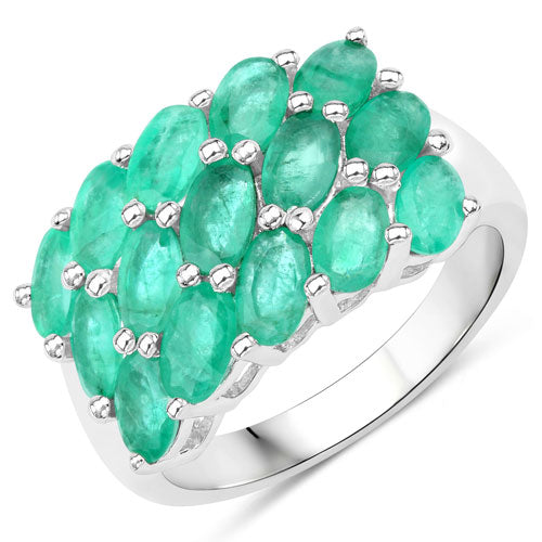 3.00 Carat Genuine Emerald .925 Sterling Silver Ring Bids.com