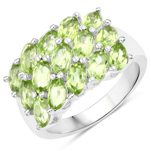 3.45 Carat Genuine Peridot .925 Sterling Silver Ring Bids.com