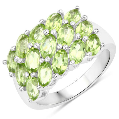 3.45 Carat Genuine Peridot .925 Sterling Silver Ring Bids.com