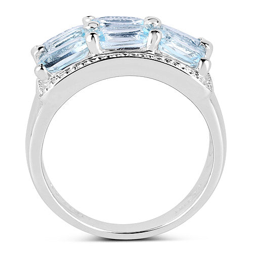 3.60 Carat Genuine Blue Topaz .925 Sterling Silver Ring Bids.com