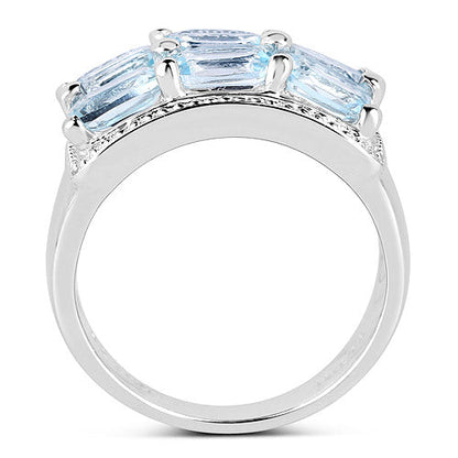 3.60 Carat Genuine Blue Topaz .925 Sterling Silver Ring Bids.com