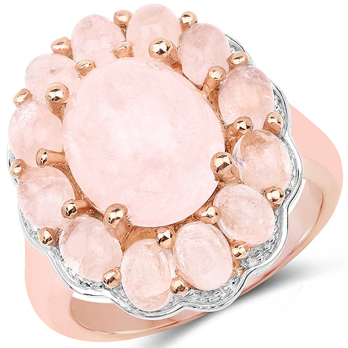 14K Rose Gold Plated 6.76 Carat Genuine Morganite .925 Sterling Silver Ring Bids.com