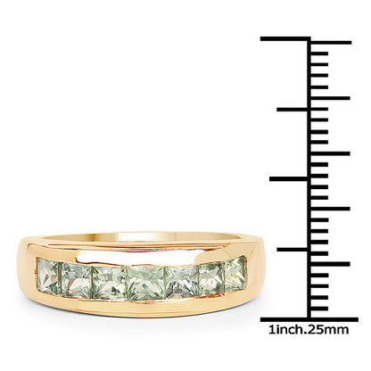 14K Yellow Gold Plated 1.26 Carat Genuine Green Sapphire .925 Sterling Silver Ring Bids.com