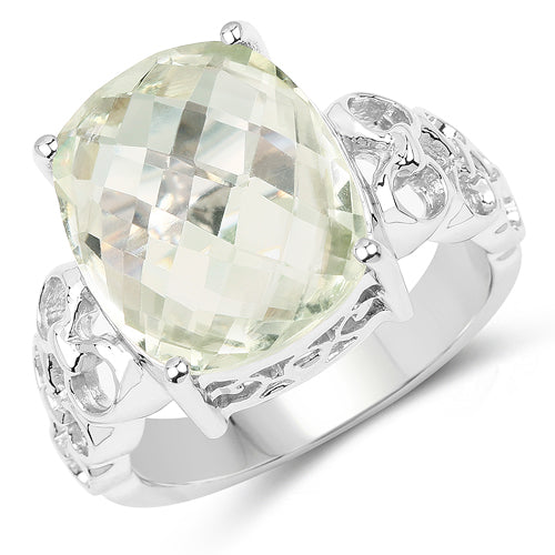 6.74 Carat Genuine Green Amethyst .925 Sterling Silver Ring Bids.com