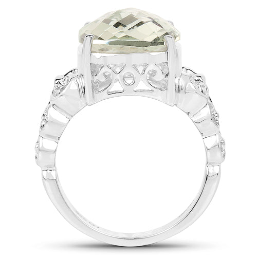 6.74 Carat Genuine Green Amethyst .925 Sterling Silver Ring Bids.com