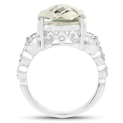 6.74 Carat Genuine Green Amethyst .925 Sterling Silver Ring Bids.com