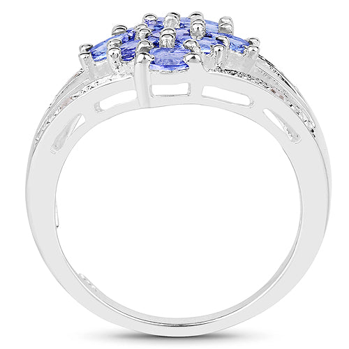 1.59 Carat Genuine Tanzanite and White Topaz .925 Sterling Silver Ring Bids.com