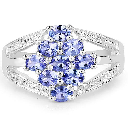 1.59 Carat Genuine Tanzanite and White Topaz .925 Sterling Silver Ring Bids.com