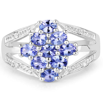 1.59 Carat Genuine Tanzanite and White Topaz .925 Sterling Silver Ring Bids.com