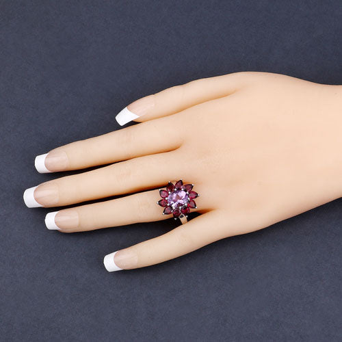 5.65 Carat Genuine Amethyst and Rhodolite .925 Sterling Silver Ring Bids.com