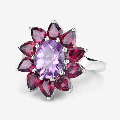 5.65 Carat Genuine Amethyst and Rhodolite .925 Sterling Silver Ring Bids.com