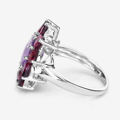 5.65 Carat Genuine Amethyst and Rhodolite .925 Sterling Silver Ring Bids.com