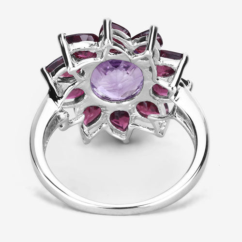 5.65 Carat Genuine Amethyst and Rhodolite .925 Sterling Silver Ring Bids.com